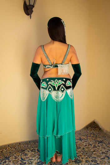 Wafaa of Cairo: Black and Green Bra and Belt