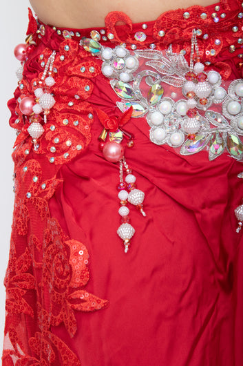 Osmani Red Lace and Pearls