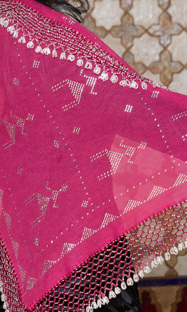 Assuit Beaded Hip Scarf/Sash Fuchsia A