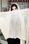 Modern White and Gold Assuit Shawl With Mixed Diamonds Design