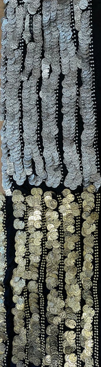 Simple Egyptian Hip Sash in Black- Gold or Silver Coins